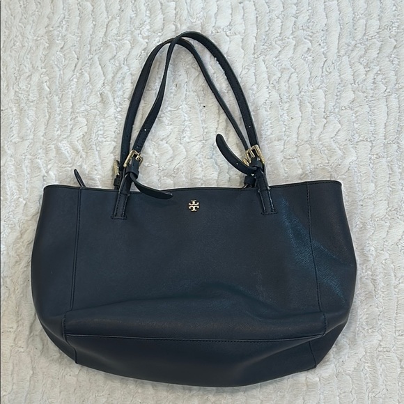Tory Burch Dark Navy Leather York Buckle Tote Shoulder Bag - Picture 1 of 13